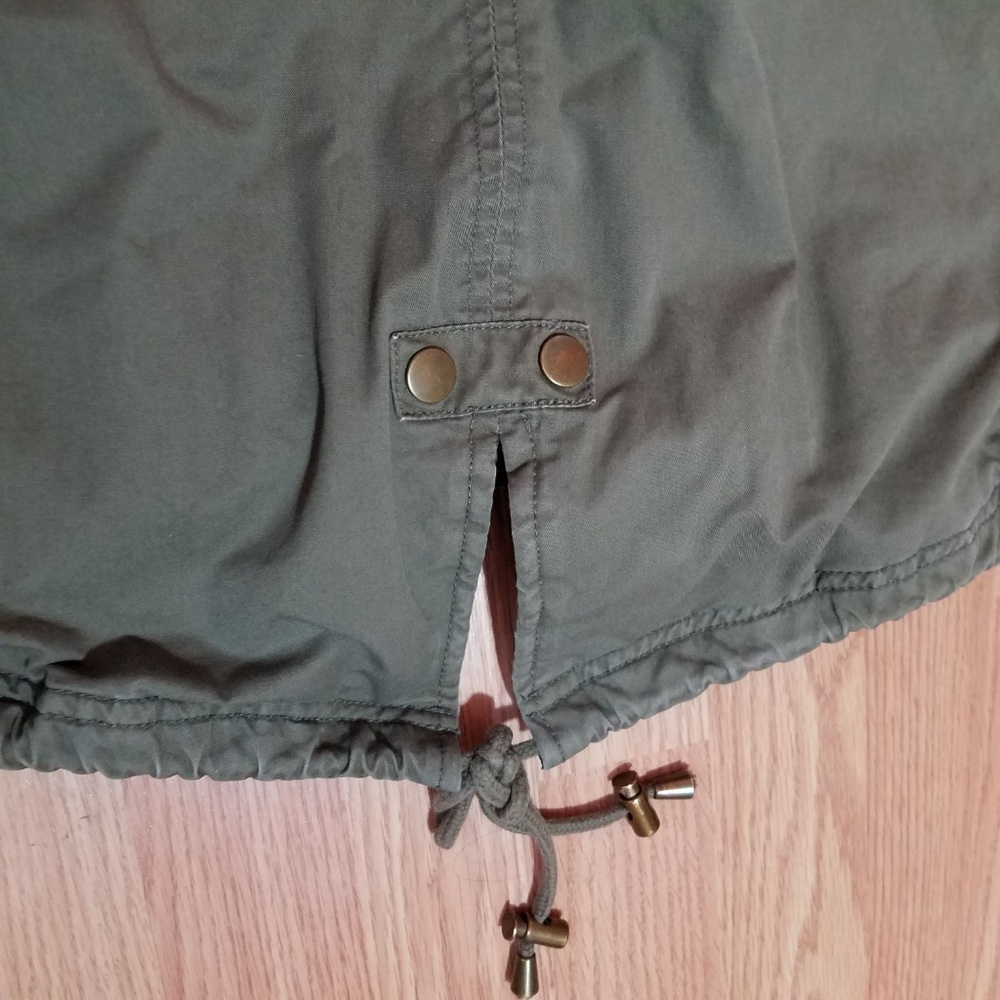 Zip Front Motherhood Hooded Army Green Jacket - Picture 7 of 8